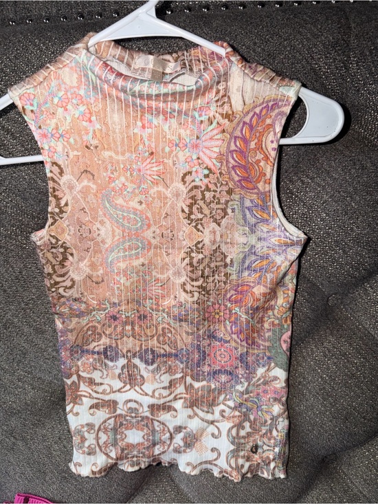Guess Tops - Guess Peach Multicolor Sleeveless Mock Neck Tank